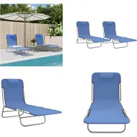 vidaXL Sonnenliegen Klappbar 2 Stk. Blau Textilene und Stahl