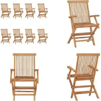 vidaXL Klappbare Gartenstühle 8 Stk. Massivholz Teak - Gartenstuhl - Gartenstühle - Gartenstuhl Aus Holz - Stuhl Für Den Außenbereich