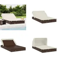 vidaXL 2 Personen Sonnenliege mit Dach Braun 213x118x97 Poly Rattan - Sonnenliege - Sonnenliegen - Sonnenbett - Tagesbett