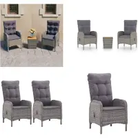 vidaXL 3-tlg. Bistro-Set Poly Rattan und Akazienholz Grau