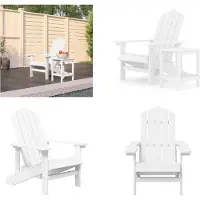 vidaXL Adirondack Gartenstuhl mit Tisch HDPE Weiß - Gartenstuhl - Gartenstühle - Gartenstuhl Und Tisch - Terrassenstuhl