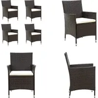 vidaXL Gartenstühle mit Sitzpolster 4 Stk. Poly Rattan Braun - Gartenstuhl - Gartenstühle - Outdoor Stuhl - Outdoor Stühle