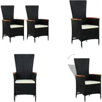 vidaXL Gartenstühle 2 Stk. mit Polstern Poly Rattan Schwarz - Gartenstühle