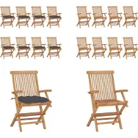 vidaXL Gartenstühle mit Anthrazit Kissen 8 Stk. Massivholz Teak - Gartenstuhl - Gartenstühle - Gartenstuhl Holz - Gartenstuhl Massivholz