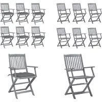 vidaXL Klappbare Gartenstühle 6 Stk. mit Kissen Massivholz Akazie - Gartenstuhl - Gartenstühle - Holz Gartenstuhl - Holz Gartenstühle
