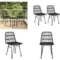 vidaXL Gartenstühle 2 Stk. Schwarz 48x62x84 cm PE Rattan - Gartenstuhl - Gartenstühle - Outdoor Stuhl - Terrassenstuhl
