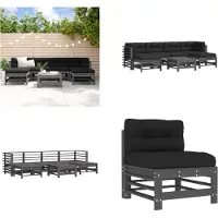 vidaXL 7-tlg. Garten-Lounge-Set mit Kissen Grau Massivholz
