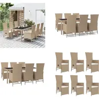 vidaXL 7 tlg. Garten Essgruppe mit Kissen Beige Poly Rattan - Garten Essgruppe - Garten Essgruppen - Essgruppe - Essgruppe Terrasse