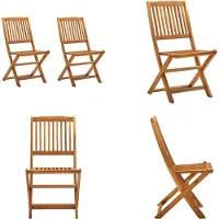 vidaXL Klappbare Gartenstühle 2 Stk. Massivholz Akazie - Gartenstuhl - Gartenstühle - Klappstuhl - Klappstühle