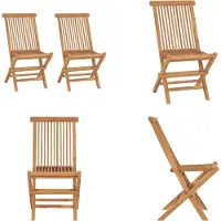 vidaXL Klappbare Gartenstühle 2 Stk. Massivholz Teak - Garten Esszimmerstuhl - Garten Esszimmerstühle - Gartenstuhl - Gartenstühle