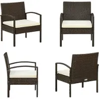 vidaXL Gartenstuhl mit Kissen Poly Rattan Braun - Sessel - Gartensessel - Gartenstuhl - Gartenstühle