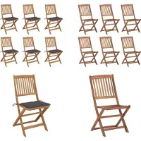 vidaXL Klappbare Gartenstühle 6 Stk. mit Kissen Massivholz Akazie - Gartenstuhl - Gartenstühle - Klappstuhl - Klappstühle