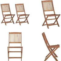 vidaXL Klappbare Gartenstühle 2 Stk. Massivholz Akazie - Gartenstuhl - Gartenstühle - Holz Gartenstuhl - Holz Gartenstühle