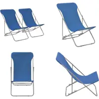 vidaXL Klappbare Strandstühle 2 Stk. Stahl und Oxford Gewebe Blau - Strandstuhl - Strandstühle - Liegestuhl - Liegestühle