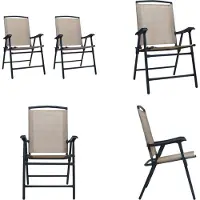 vidaXL Klappbare Gartenstühle 2 Stk. Textilene Taupe - Gartenstuhl - Gartenstühle - Klappstuhl - Klappstühle