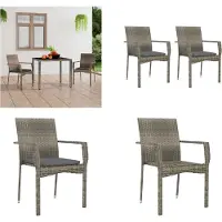 vidaXL Gartenstühle mit Kissen 2 Stk. Poly Rattan Grau - Gartenstuhl - Gartenstühle - Gartenmöbel - Outdoor Möbel