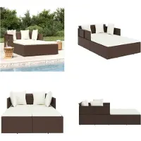 vidaXL Sonnenliege mit Kissen Braun 182x118x63 cm Poly Rattan - Sonnenliege - Sonnenliegen - Garten Sonnenliege - Gartenliege