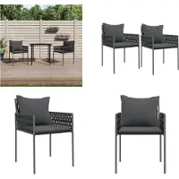vidaXL Gartenstühle mit Kissen 2 Stk. Schwarz 54x61x83 cm Poly Rattan - Gartenstuhl - Gartenstühle - Terrassenstuhl - Outdoor Stuhl