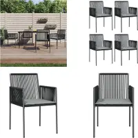 vidaXL Gartenstühle mit Kissen 4 Stk. Schwarz 54x60,5x83,5 cm - Gartenstuhl - Gartenstühle - Terrassenstuhl - Outdoor Stuhl