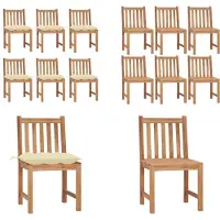 vidaXL Gartenstühle 6 Stk. mit Kissen Massivholz Teak - Gartenstuhl - Gartenstühle - Holz-Gartenstuhl - Holz-Gartenstühle