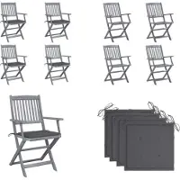 vidaXL Klappbare Gartenstühle 4 Stk. mit Sitzkissen Massivholz Akazie - Gartenstuhl - Gartenstühle - Holz Gartenstuhl - Holz Gartenstühle
