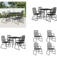 vidaXL 5 tlg. Garten Essgruppe Schwarz PVC Rattan - Garten Essgruppe - Garten Essgruppen - Essgruppe - Essgruppe Terrasse