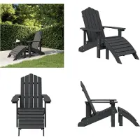 vidaXL Adirondack Gartenstuhl mit Fußstütze HDPE Anthrazit - Gartenstuhl - Gartenstühle - Outdoor Stuhl - Gartensessel