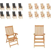 vidaXL Garten Liegestühle mit Kissen 8 Stk. Massivholz Teak - Gartenstuhl - Gartenstühle - Garten-Liegestuhl - Garten-Liegestühle