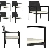 vidaXL Garten Essstühle 4 Stk. Poly Rattan Schwarz - Essstuhl - Essstühle - Gartenstuhl - Gartenstühle