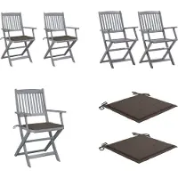 vidaXL Klappbare Gartenstühle 2 Stk. mit Sitzkissen Massivholz Akazie - Gartenstuhl - Gartenstühle - Holz Gartenstuhl - Holz Gartenstühle