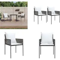 vidaXL Gartenstühle mit Kissen 2 Stk. Braun 54x61x83 cm Poly Rattan - Gartenstuhl - Gartenstühle - Terrassenstuhl - Outdoor Stuhl