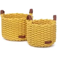KidsDepot Aufbewahrungskorb Korbo L Ocker (2er Set)