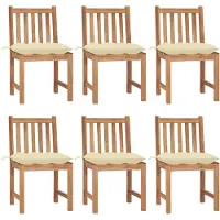 vidaXL Gartenstühle 6 Stk. mit Kissen Massivholz Teak