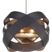 LINDBY Pendellampe Simaria, schwarz, Textil, Ø 60 cm, E27