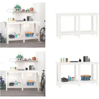 vidaXL Werkbank Weiß 140x50x80 cm Massivholz Kiefer - Werkbank - Werkbänke - Lagerbank - Garagenarbeitstisch