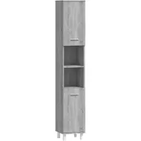 vidaXL Badschrank Grau Sonoma 30x30x179 cm Holzwerkstoff