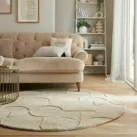 Flair Rugs Moderner Teppich Rund - Mozo Gigi Beige Creme Ø 160 cm