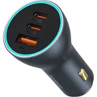 Baseus Golden Contactor Pro Autoladegerät, 65W, 1xUSB, 2xUSB-C, GaN, Grau