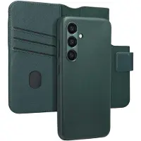 Accezz Samsung Galaxy S24 Hülle - Echtes Leder - - 2 in 1 Case/Klapphülle - Dunkelgrün
