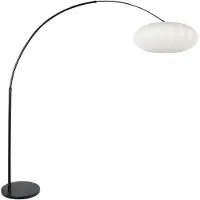 Steinhauer Stehleuchte, Metall, Seide, Schwarz-Weiss, H 230 cm