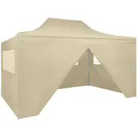 vidaXL Faltzelt Pop-Up mit 4 Seitenteilen 3 x 4,5 m Cremeweiß