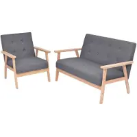 vidaXL Sofa-Set 2-tlg. Stoff Dunkelgrau
