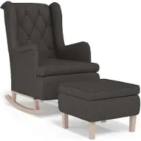 The Living Store Schaukelsessel mit Hocker Dunkelgrau Stoff