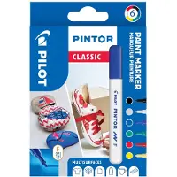 Pilot Pen - Pintor Marker-Box mit 6 klassischen Farben (feine Spitze)
