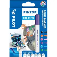 Pilot - Pintor Kreativ Marker-Box mit 6 klassischen Farben (feine Spitze)