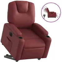 vidaXL Relaxsessel mit Aufstehhilfe Elektrisch Weinrot Kunstleder