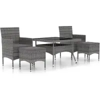 vidaXL 5-tlg. Garten-Essgruppe Poly Rattan und Hartglas Grau