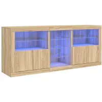vidaXL Sideboard mit LED-Leuchten Sonoma-Eiche 181,5x37x67 cm