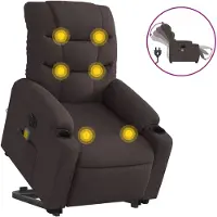 vidaXL Elektrischer Massagesessel mit Aufstehhilfe Dunkelbraun Stoff