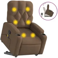 vidaXL Massagesessel mit Aufstehhilfe Braun Stoff